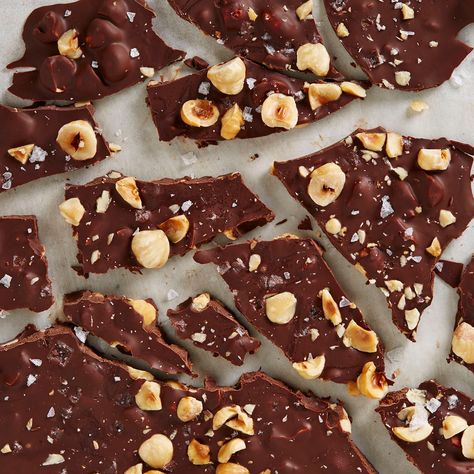 Spicy Orange Hazelnut Chocolate Bark Recipe | Bon Appétit Hazelnut Bark, Coconut Flan, Bark Recipes, Healthier Snacks, Chocolate Bark Recipe, Recipe Web, Brittle Recipes, Hazelnut Chocolate, Candy Recipes Homemade