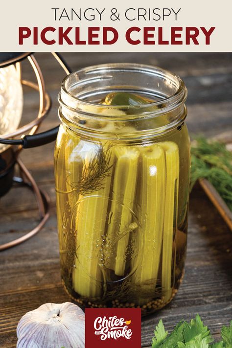 This quick pickled celery recipe adds a zesty, crunchy tang to your chopped salads, and is the ultimate wingman for your chicken wings. Customize the flavors with different herbs and spices, and serve it alongside your smoked or grilled meats. Do yourself a favor, spend 10 minutes, and make this quick pickled recipe. Celery Pickle Recipes, Pickled Celery Sticks, Pickled Celery Recipe, Grilled Pickles, Wife Cooking, Celery Recipe, Pickled Celery, Chopped Salads, Pickled Vegetables Recipe