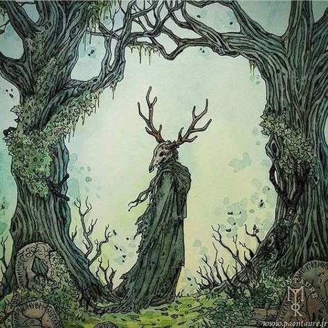 Northern Mythology, Spirit Drawing, Odin Thor, Thor Loki, Arte Peculiar, Pagan Art, Forest Spirit, 다크 판타지, Forest Creatures