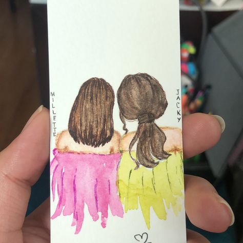 Best Friends Watercolor Paintings, Beach Captions, Bff Things, Creative Bookmarks, Forever Quotes, Art Friend, Friends Forever Quotes, Drawings Of Friends, Watercolor Ideas