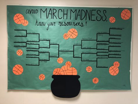 Ra Bulletin Boards Community, March Madness Work Ideas, University Bulletin Board Ideas, March Madness Bulletin Board Ideas, November Ra Board Ideas, March Bulletin Board Ideas College, Mental Health Ra Bulletin Board, Funny Ra Bulletin Boards, Resident Advisor Bulletin Boards