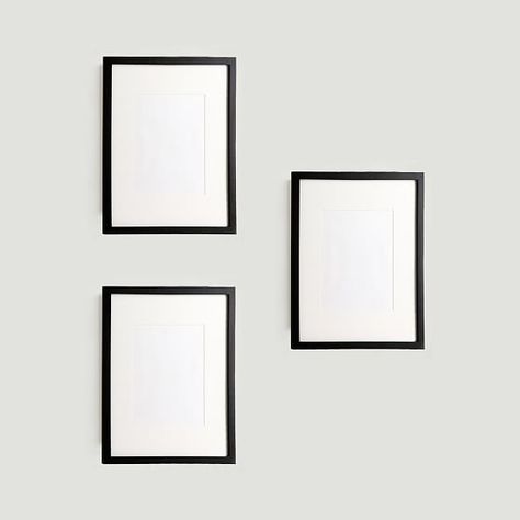 Gallery Frame Set, Black Photo Frames, Mirrored Picture Frames, Empty Frames, Gallery Frames, Photo Frame Design, Wood Molding, Future Apartment, Wall Frames