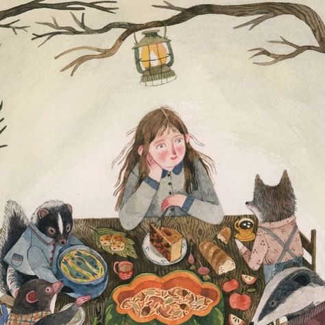 🌲 Taryn Knight 🌲 on Instagram: "The Great Big Forest Feast 🍠🥧🧀🥘🍅🥖 Gouache on cold press paper~ Sending you lots of warm Decembery wishes, dear friends 🤎 Mushroom soup all around!" Taryn Knight, 2024 Drawing, Knight Illustration, Big Forest, Forest Feast, Ap Portfolio, Gouache Illustration, Night Illustration, Forest Illustration