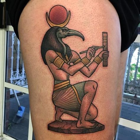 In a world teeming with information, a Thoth tattoo can be a permanent reminder of one's dedication to wisdom and the pursuit of truth. Thoth Egypt Tattoo, Egyptian Tattoo Ideas For Men, Ancient Egyptian Tattoo, Egyptian Tattoo Ideas, Egyptian Tattoo Designs, Egypt Tattoo Design, Egyptian Tattoos, Tattoo Designs With Meaning, Meaning Art