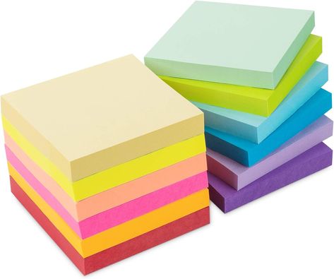 Package Contents: These sticky notes are made of 75 g coloured paper, 12 #pieces of sticky notes 76 x 76 mm, 100 sheets/pad, 12 colors, a total of 1200 #sheets. ☞#Quality #Paper: The notes are made of high quality paper and are easy to write and #reuse. #Removable adhesive for easy sticking, #removing, and repositioning without tearing the #paper. Yellow Sticky Notes, Colorful Notes, Stick Notes, Bookmarks For Books, Coloured Paper, Memo Pads, Note Pads, Sticky Pads, Office Paper