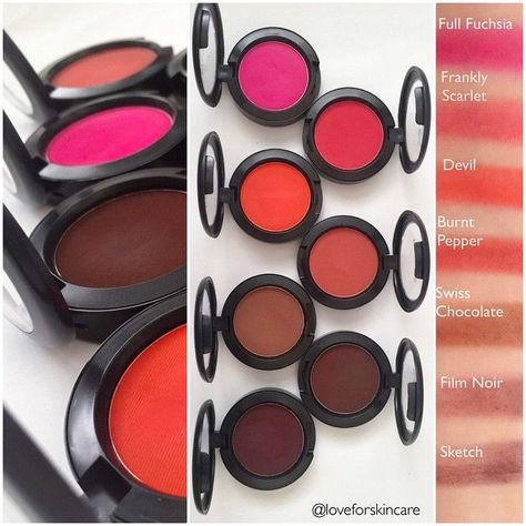 BLUSHES PRO MAC Blush Collection, Mac Blush, Cheek Blush, Mac Powder, Swiss Chocolate, Cake Face, Bright Winter, Tin Roof, Makeup Swatches