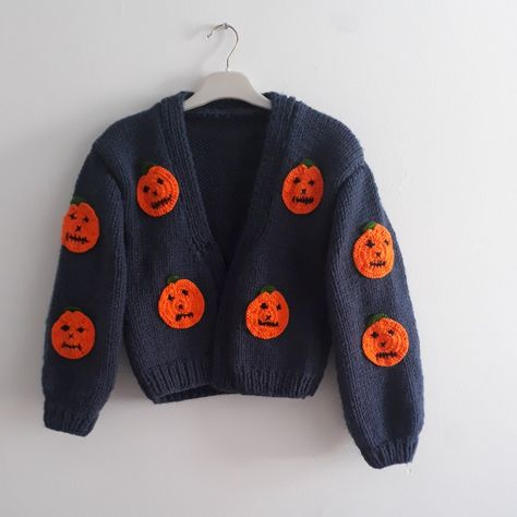 Halloween Knitting, Halloween Cardigan, Cardigan For Women, Crop Cardigan, Handmade Knit, Cropped Cardigan, Handmade Knitting, Halloween Outfits, Cardigans For Women