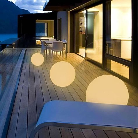 Bring Home Furniture Ball Plug-In LED Outdoor Floating Light | Wayfair Unique Patios, Ambiance Lighting, Floating Lights, Lantern Lamp, Patio Lighting, Ball Lights, Step Lighting, Decoration Inspiration, Outdoor Lanterns