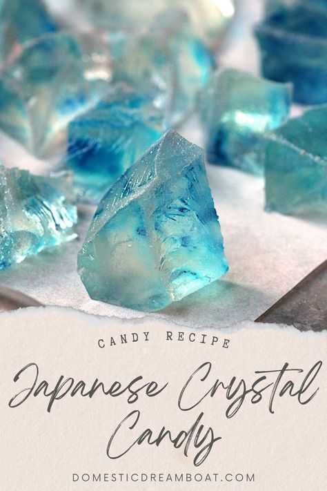 Candy Crystals, How To Make Crystals, Crystal Candy, Candy Recipes Homemade, Sugar Candy, Japanese Candy, Japanese Dessert, Gel Food Coloring, Fancy Desserts