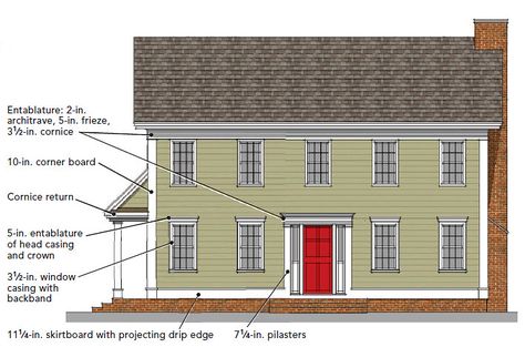 Colonial House Front Door, Colonial Revival Exterior, Front Door Update, Farmhouse Molding, Colonial Front Door, Portico Entry, Door Update, Colonial Revival House, Renovation Exterior