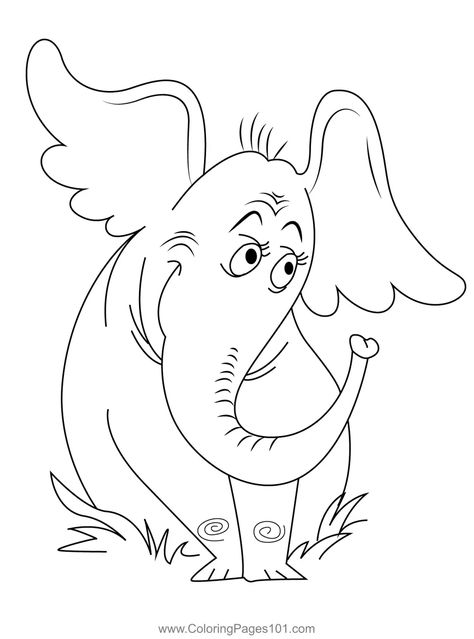 Horton Hears Coloring Page for Kids - Free Horton Hears a Who! Printable Coloring Pages Online for Kids - ColoringPages101.com | Coloring Pages for Kids Horton Hears A Who Coloring Pages, Elephant Outline, Vbs Decorations, 2nd Grade Activities, School Decoration, Horton Hears A Who, Elephant Trunk, Sternum Tattoo, Preschool Curriculum