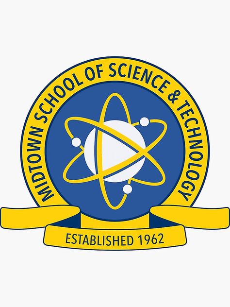 "Midtown High: School of Science and Technology" Sticker by WYousef | Redbubble Spider Man Homecoming, School Technology, Technology Wallpaper, Spiderman Homecoming, Bruce Banner, School Logo, Technology Logo, Spider Verse, Bucky Barnes