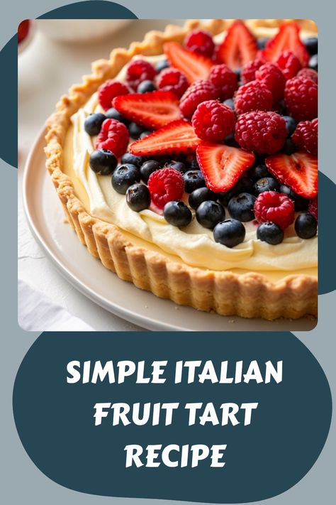 Crostata di Frutta, or Italian Fruit Tart, is a dessert with a buttery crust, pastry cream and fresh fruits. Make this tart with this simple recipe! Fresh Fruit Tart Design, Fruit Tart Dessert, Easy Fruit Tart Recipe Simple, Small Fruit Tarts, Italian Fruit Tart, Fruit Tart Pie, Italian Fruit Desserts, Fruit Tart Design, Christmas Fruit Tart