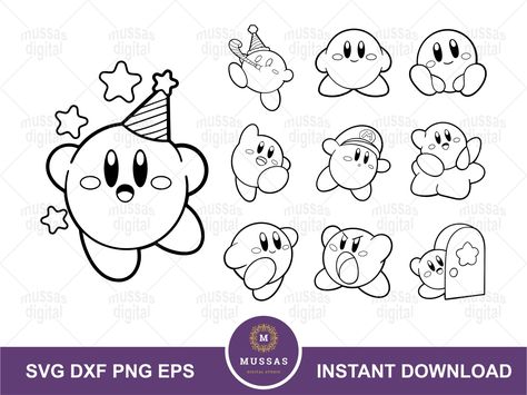 Kirby Outline, Kirby Svg, Kirby Png, Kirby Face, Png Hd, Cricut Design Space, Free Svg Cut Files, Vector Png, Silhouette Studio Designer Edition