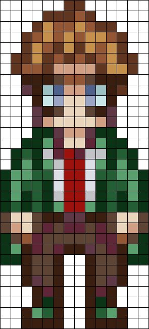 Harvey Stardew Valley Pixel, Stardew Valley Characters Pixel, Stardew Valley Pixel Art Characters, Alpha Patterns Stardew Valley, Stardew Valley Grid Pattern, Stardew Perler Bead Patterns, Stardew Valley Perler Beads Pattern, Stardew Alpha Pattern, Stardew Cross Stitch Pattern