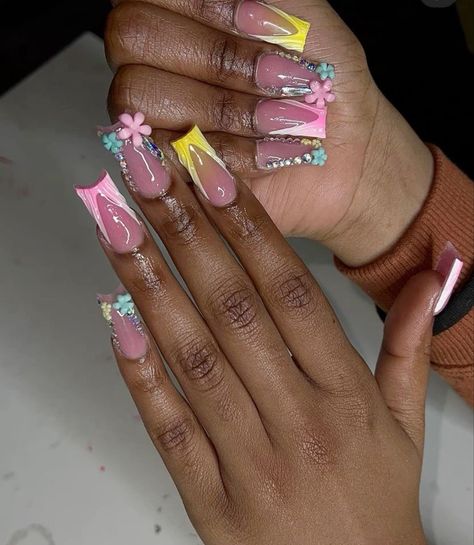 Poppin Nails, Nail Work, Acrylic Toe Nails, Acrylic Nail Set, Hard Nails, Cute Simple Nails, Baddie Nails, Inspired Nails, Dope Nail Designs