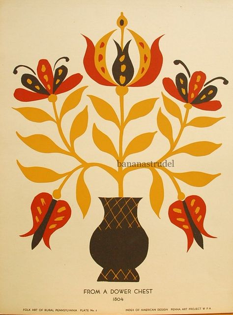 PA dutch style folk art Pennsylvania Dutch Art, Flower Pattern Drawing, Dutch Style, German Folk, Folk Art Flowers, Pennsylvania Dutch, Scandinavian Folk Art, Folk Embroidery, Salou