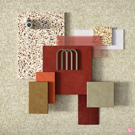 Terrazzo Interior, Uk Interior Design, Fun Interior, Material Board, Interior Design Color, Feature Tiles, Interior Design Company, Warm Tone, Interior Design Mood Board