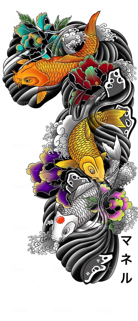 made the best japanese tattoo design Best Japanese Tattoo, Japanese Koi Fish Tattoo, Koi Tattoo Sleeve, Traditional Japanese Tattoo Designs, Tattoo Japanese Style, Family Tattoo Designs, Koi Tattoo, Koi Fish Tattoo, Traditional Japanese Tattoos