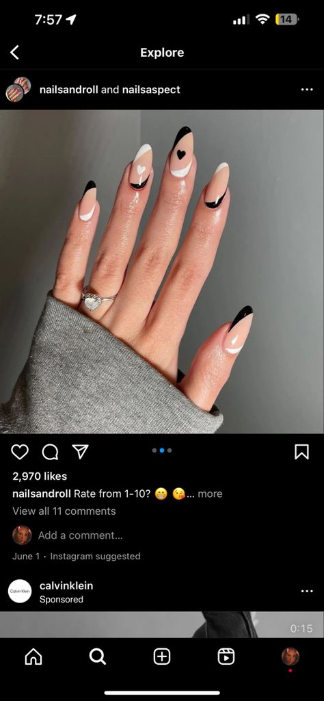 #black #white #nails #hearts Black And White Valentine Nails, White Valentine Nails, Black And White Heart Nails, White Heart Nails, Nails Hearts, Black White Nails, Valentine Nails, Black And White Heart, Heart Nails