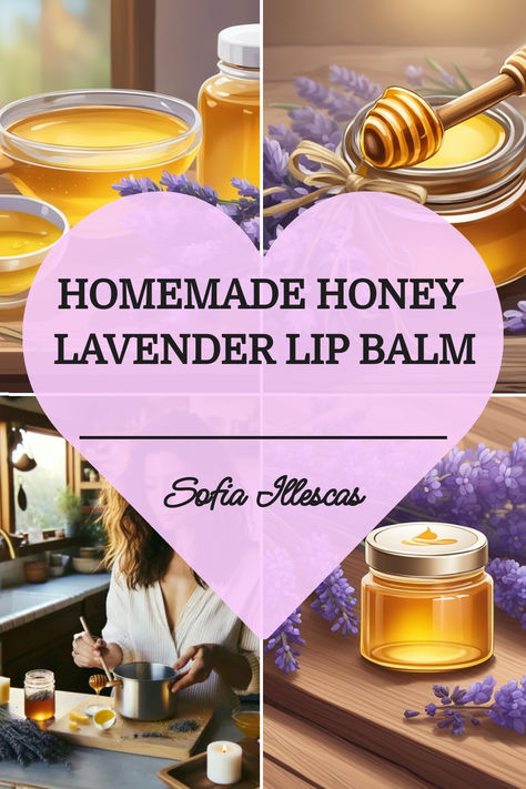 Homemade Honey Lavender Lip Balm Diy Honey Lip Balm, Bees Wax Lip Balm, Honey And Lavender, Lavender Lip Balm, Diy Conditioner, Honey Lavender, Home Remedies For Skin, Lip Balm Recipes, Homemade Mask