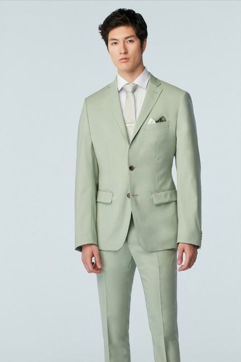 Light Green Suit Men Wedding, Light Green Wedding Suit Groom, Pastel Tuxedo Men, Pastel Wedding Suit, Pastel Colour Suits Men, Pastel Suits For Men, Pastel Green Suit Men, Light Green 3 Piece Suit Men, Pastel Suit