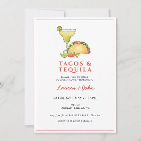 Watercolor Margarita, Couples Wedding Shower Themes, Couples Shower Themes, Mexican Fiesta Bridal Shower, Taco Mexican, Couples Shower Invitation, Fiesta Bridal Shower, Wedding Shower Themes, Couples Bridal Shower