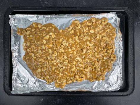 How to Make Cashew Brittle (Peanut too!) - Feeling Foodish Cashew Brittle, Easy Treats To Make, Easy Treat, Peanut Brittle, Individual Servings, Salted Butter, Holiday Treats, Corn Syrup, 4 Ingredients