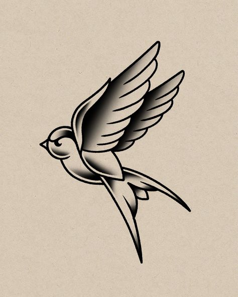 Old School Swallow Tattoo Design, Old School Swallow Tattoo, Golondrinas Tattoo, Cute Halloween Tattoos, Traditional Tattoo Drawings, Swallow Tattoo Design, Traditional Tattoo Flash Art, Cool Tattoo Drawings, Swallow Tattoo