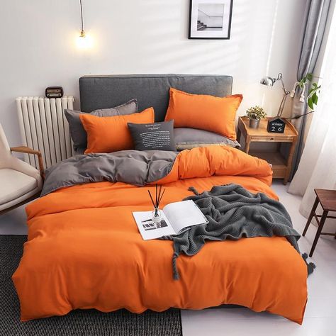 Orange and teal bedroom