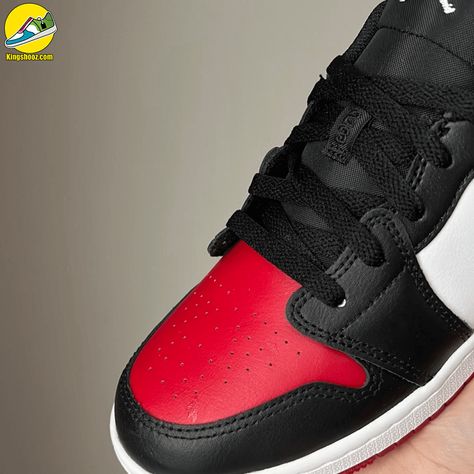 Air Jordan 1 Low GS Bred Toe Check more at https://kingshooz.com/product/air-jordan-1-low-gs-bred-toe/ Air Jordans Shoes, Af1 Shoes, Nike Air Force 1 Custom, Jordans Shoes, Nike Air Jordan Shoes, Brand Sneakers, Unique Sneakers, Air Force 1 Custom, Shoes Nike Air