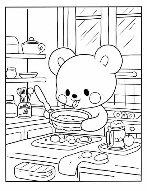 Full Coloring Pages, Cute Drawings No Color, Coloring Page Kawaii, Simple Cute Coloring Pages, Coloring Aesthetic Page, Bold And Simple Coloring Pages, Cute Cartoon Coloring Pages, Cute Drawings To Print, Coloring Pages Aesthetic Coquette