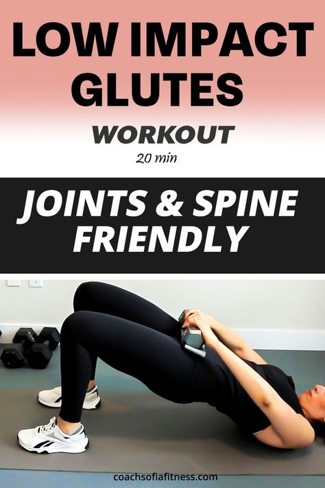 Are you scared to exercise your glutes because of chronic hips and lower back pain that flares up with glutes workout? Then, check out this low-impact glutes workout lasting 20 minutes that will strengthen your glutes without damaging your spine or triggering pain. These low-impact exercises are designed to not put extra pressure on your hips and spine and trigger bad flare-ups. If you're recovering from piriformis syndrome or a back injury and want to train glutes, start here Exercise Low Impact, Back Friendly Glute Workout, Back Friendly Leg Workout, Low Impact Glute Exercises, Low Impact Glute Workout, Low Impact Leg Workout, Exercise For Bad Back, Glut Exercises, Strengthening Workouts