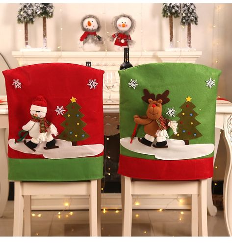 1 Pc Christmas Gifts Presents Chair Back Cover for Dining Room, Santa Claus Snowman Reindeer Xmas Dinner Chairs Cover, Chair Slipcover for Kitchen Hotel Holiday Party Decor 2021 - US $11.27 Dining Seat Covers, Chair Back Covers, Christmas Chair Covers, Party Seating, Christmas Chair, Stretch Chair Covers, Xmas Dinner, Christmas Cover, Reindeer Decorations