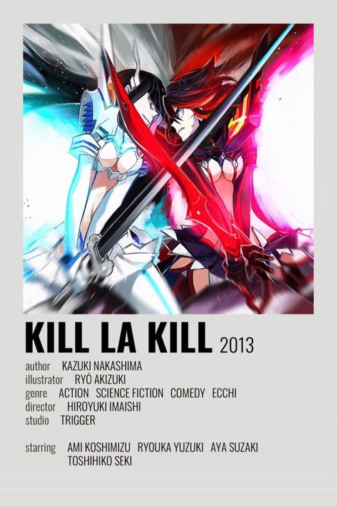 Kill La Kill Minimalist Poster, Kill La Kill Poster, Kill La Kill Wallpaper, Kill La Kill Anime, Snake Eyes Gi Joe, Poster Anime, Anime Suggestions, Animes To Watch, Anime Friendship