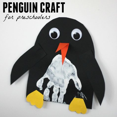 Handprint Penguin Craft - Toddler Approved Handprint Penguin, Penguin Crafts Preschool, Winter Activities For Toddlers, Winter Crafts For Toddlers, Easy Winter Crafts, Polar Bear Craft, Penguin Crafts, January Crafts, Penguin Craft