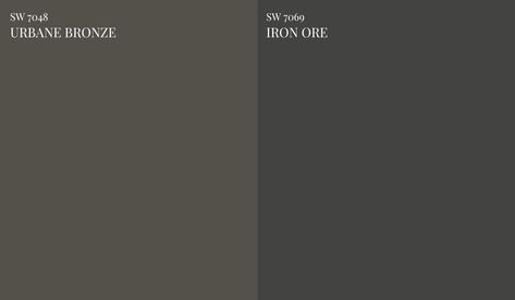 Sherwin Williams Urbane Bronze SW 7048 Color Review - NISH Urbane Bronze With Revere Pewter, Urbane Bronze Palette, Sw Urban Bronze, Urban Bronze Front Door, Warm Gray Paint Color, Sw Urbane Bronze, Sherwin Williams Urbane Bronze, Urbane Bronze Sherwin Williams, Bronze Living Room