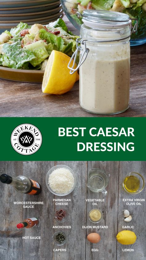 Homemade Caesar Salad Dressing with lemon, Parmesan, anchovies, capers, Dijon, and of course garlic, all blended with oils and seasoning. Easy, tasty, flavourful salad dressing ready in 10 mins! Homemade Ceasar Salad, Best Caesar Salad Dressing, Best Caesar Dressing, Best Caesar Salad, Homemade Caesar Salad, Caesar Salad Dressing Recipe, Caesar Dressing Recipe, Homemade Caesar Salad Dressing, Homemade Caesar