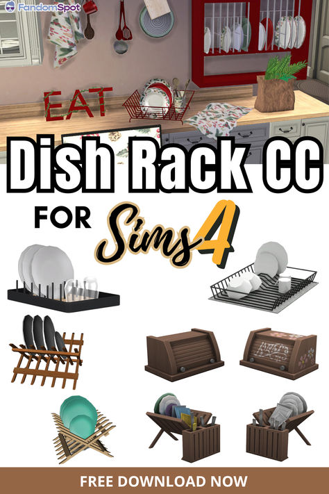 Custom dish racks and drying racks for your Sim's dishes. Check out the full list for a huge collection of CC to download Sims 4 Dish Rack, Sims 4 Dish Rack Cc, Sims 4 Cheap Furniture Cc, Kitchen Dish Rack, Sims 4 Cas Cc, Dish Rag, Sims 4 Furniture, Drying Racks, Dirt Cheap