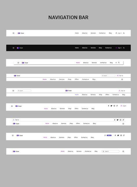 Navigation Bar Mobile Navigation Design, Menu Bar Design Website, Navigation Bar Design Website, Navigation Web Design, Navbar Design Website, Nav Bar Design Website, Website Header Design Inspiration, Nav Bar Design, Web Navigation Design