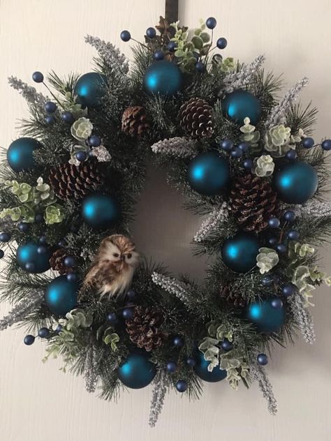 Christmas Tree Goals, Blue Wreaths, Blue Christmas Wreath, Large Christmas Wreath, Christmas Bazaar, Decorated Wreaths, Winter Wreaths, Work Wreath, Blue Wreath