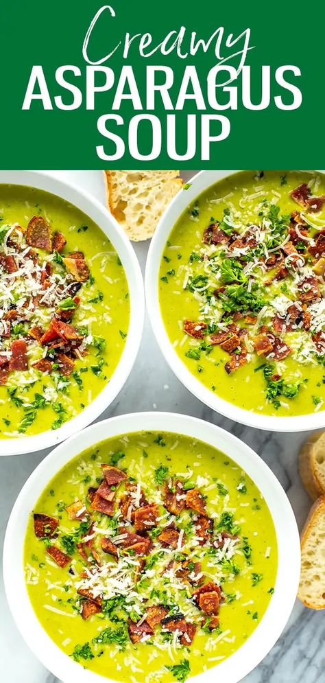 Asparagus Recipes Soup, Asparagus Broccoli, Cream Of Asparagus, Easy Asparagus, Garlic Asparagus, Asparagus Recipes Oven, Spring Soups, Cream Of Asparagus Soup, Asparagus Recipes Baked