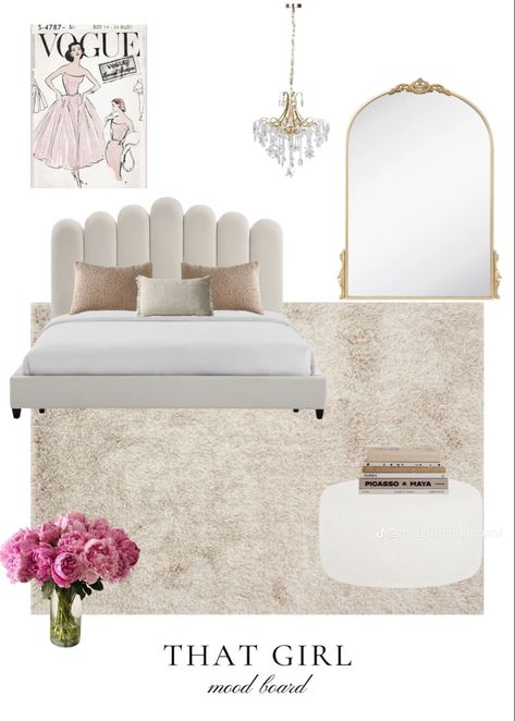 Soft Glam Home Decor, Simple Feminine Bedroom, Minimal Glam Bedroom, Rich Girl Bedroom Aesthetic, Modern Girly Bedroom, Glam Aesthetic Room, Neutral Glam Bedroom, Room Recor, Rich Girl Bedroom