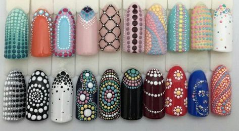 Nail Art Dotting Tool, Beige Nails Design, Dot Nail Art Designs, Nail Art Wheel, Mandala Nails, Mandela Design, Dot Nail Designs, Nail Art Designs Images, New Nail Art Design