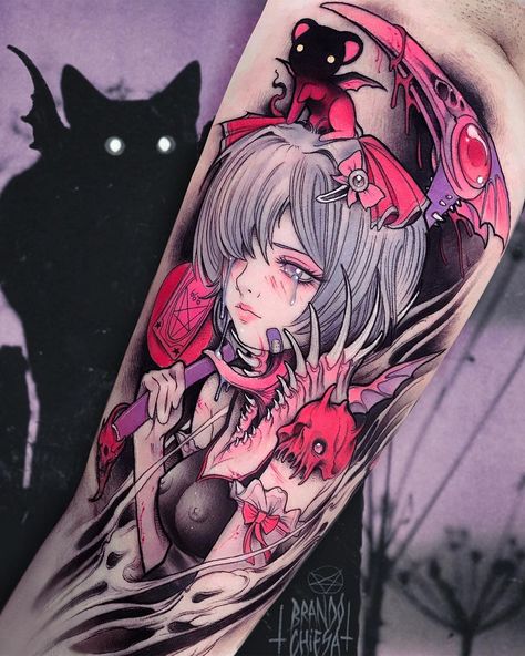 🕷💧SAKURA~REAPER VERSION💧🕷(CCS) #cardcaptorsakura   @fkirons @eternalink 👽 @bloodbhtattoo Anbu Tattoo, Pastel Tattoo, Pink Tattoo, Custom Temporary Tattoos, Kawaii Tattoo, Temporary Tattoo Designs, Badass Tattoos, Dark Tattoo, Dream Tattoos