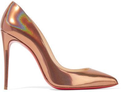 Christian Louboutin - Pigalle Follies 100 Metallic Patent-leather Pumps - Bronze. Christian Louboutin's iconic 'Pigalle Follies' pumps are updated in iridescent bronze patent-leather. This point-toe pair is set on a slim stiletto heel and has a low vamp that creates a leg-lengthening effect. Wear yours for a night out with a dress or tailored pants. #ad #fashion #style #shoes #shoes2018 #christianlouboutin Louboutin High Heels, Christian Louboutin Pigalle Follies, Pigalle Follies, Louboutin Pigalle, Metallic Pumps, Manolo Blahnik Heels, Christian Louboutin Pigalle, Metallic Shoes, Christian Louboutin Heels