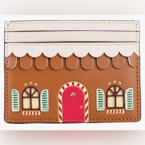 New Without Tags Kate Spade, Foil Embossed With Spade Logo. Measurements 3.9" W X 2.8" H X 0.4" D Exterior: 4 Credit Card Slots Open Middle Compartment Features Foil Embossed With Spade Logo. Smooth Leather Imported. Kate Spade Gingerbread, Gingerbread Cards, Gingerbread Lady, Spade Logo, Kate Spade Card Holder, Red Wallet, Woman Card, Hanukkah Gifts, Old Fashioned Christmas