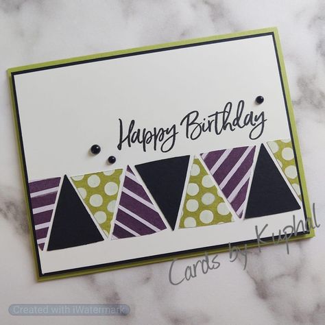 Quick Cards Simple, Triangle Cards, Chevron Cards, Designer Paper Cards, Scrappy Cards, Men Cards, Scrap Cards, Male Birthday, Card Making Templates