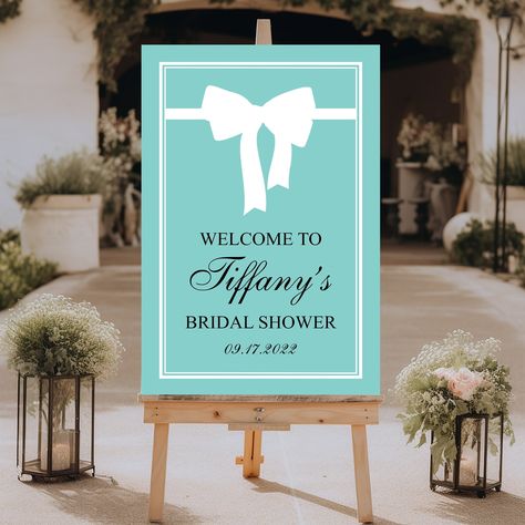 Breakfast at Tiffany's Bridal Shower Welcome Sign, Bridal Shower Decor, Foam Board Sign Tiffany Decor, Breakfast Theme, Bridal Party Sign, Box Centerpiece, Tiffany Bridal Shower, Tiffany's Bridal, Bridal Shower Wine, Bridal Shower Backdrop, Bridal Shower Sign