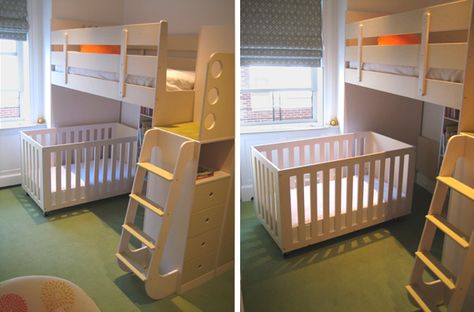 Loft bed Bunk Bed Crib, Kids Bed Furniture, Brothers Room, Toddler Bunk Beds, Modern Bunk Beds, Modern Murphy Beds, Loft Ideas, Bunk Bed Designs, Space Bedding